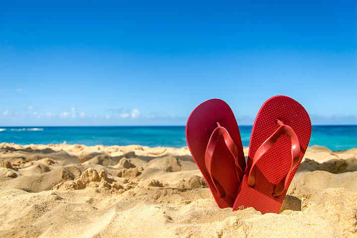 slippers in the sand